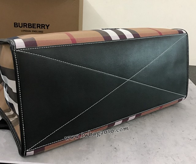 Burberry專門店新款手提購物袋 巴寶莉棉質格子托特款The Belt貝爾特包 yxb1309
